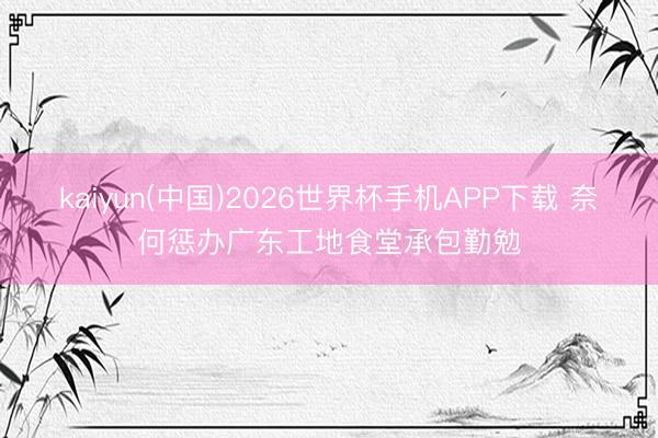 kaiyun(中国)2026世界杯手机APP下载 奈何惩办广东工地食堂承包勤勉