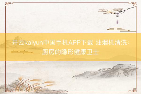 开云kaiyun中国手机APP下载 油烟机清洗：厨房的隐形健康卫士