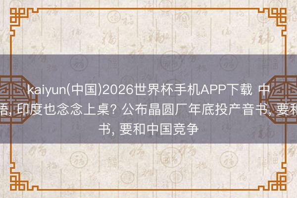 kaiyun(中国)2026世界杯手机APP下载 中好意思会晤， 印度也念念上桌? 公布晶圆厂年底投产音书， 要和中国竞争