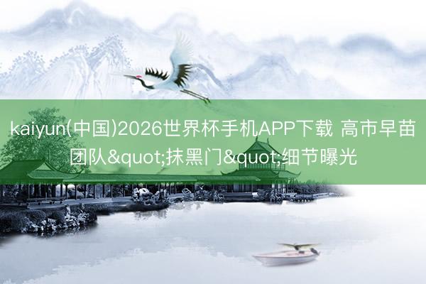 kaiyun(中国)2026世界杯手机APP下载 高市早苗团队"抹黑门"细节曝光