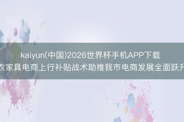 kaiyun(中国)2026世界杯手机APP下载 农家具电商上行补贴战术助推我市电商发展全面跃升