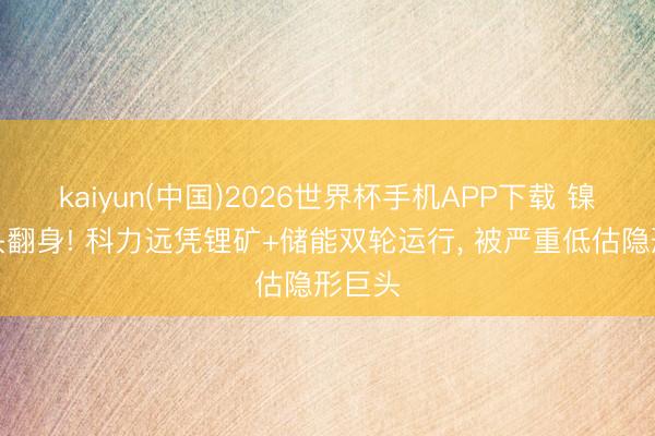kaiyun(中国)2026世界杯手机APP下载 镍氢龙头翻身! 科力远凭锂矿+储能双轮运行， 被严重低估隐形巨头