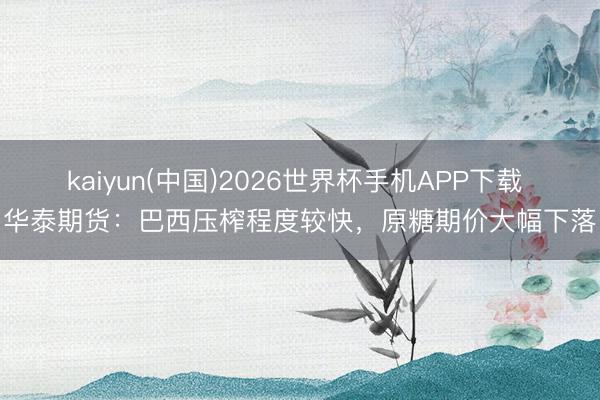 kaiyun(中国)2026世界杯手机APP下载 华泰期货:巴西压榨程度较快,原糖期价大幅下落