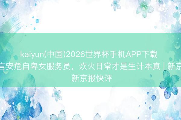 kaiyun(中国)2026世界杯手机APP下载 万条留言安危自卑女服务员，炊火日常才是生计本真 | 新京报快评