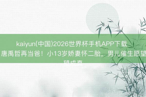 kaiyun(中国)2026世界杯手机APP下载 41岁唐禹哲再当爸！小13岁娇妻怀二胎，男儿催生愿望成真