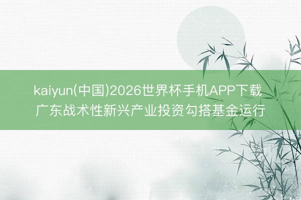 kaiyun(中国)2026世界杯手机APP下载 广东战术性新兴产业投资勾搭基金运行
