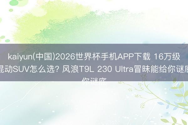 kaiyun(中国)2026世界杯手机APP下载 16万级混动SUV怎么选? 风浪T9L 230 Ultra冒昧能给你谜底
